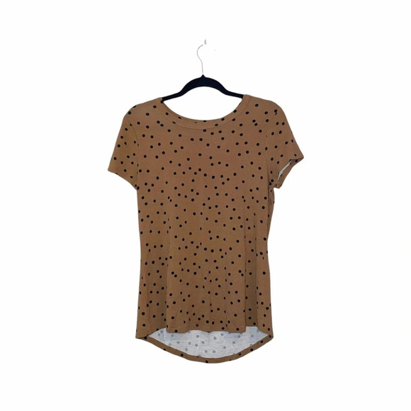Maurices 24/7 Gold & Black Polka Dot Print Short Sleeve Tee Small Women’s - Picture 1 of 9